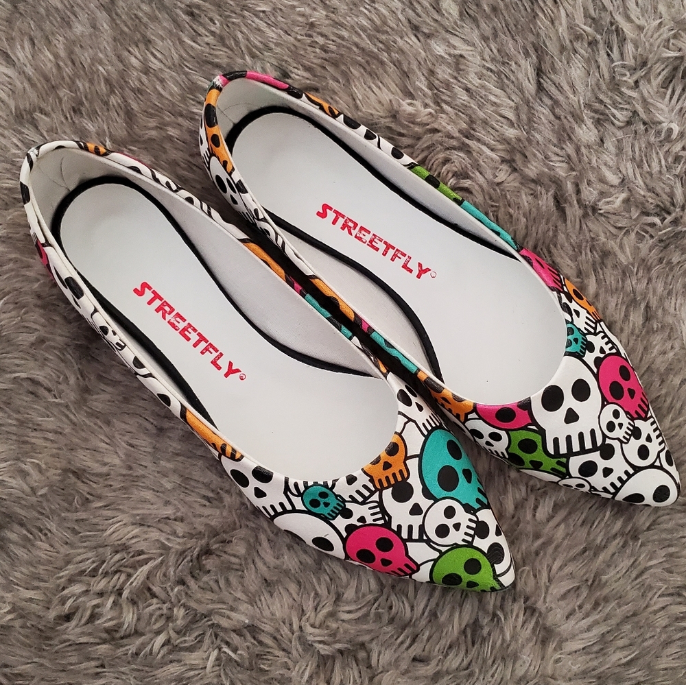 STREETFLY NWOB Sugar Skull Ballet Flats